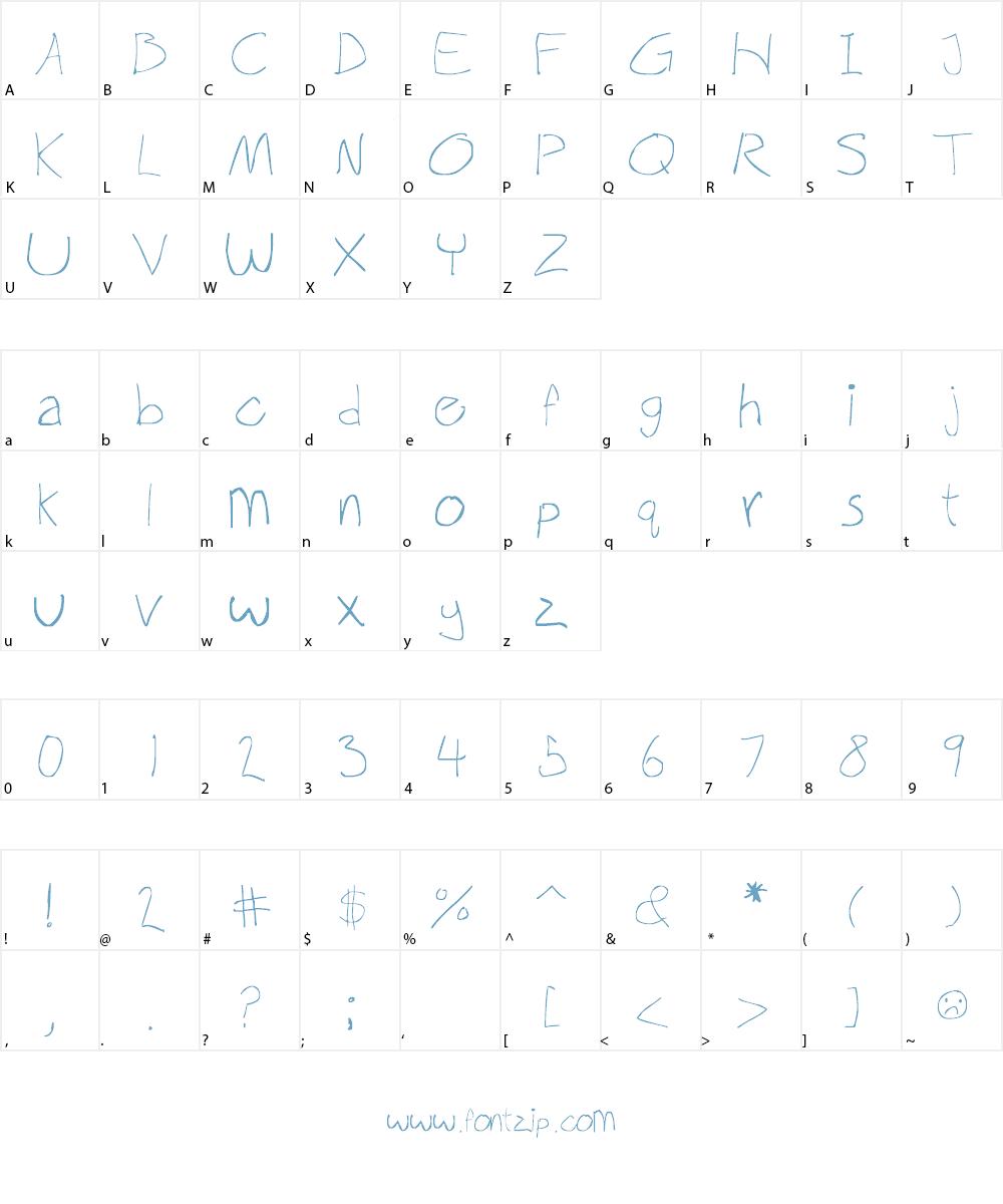 Thinnagins handwriting Font Character